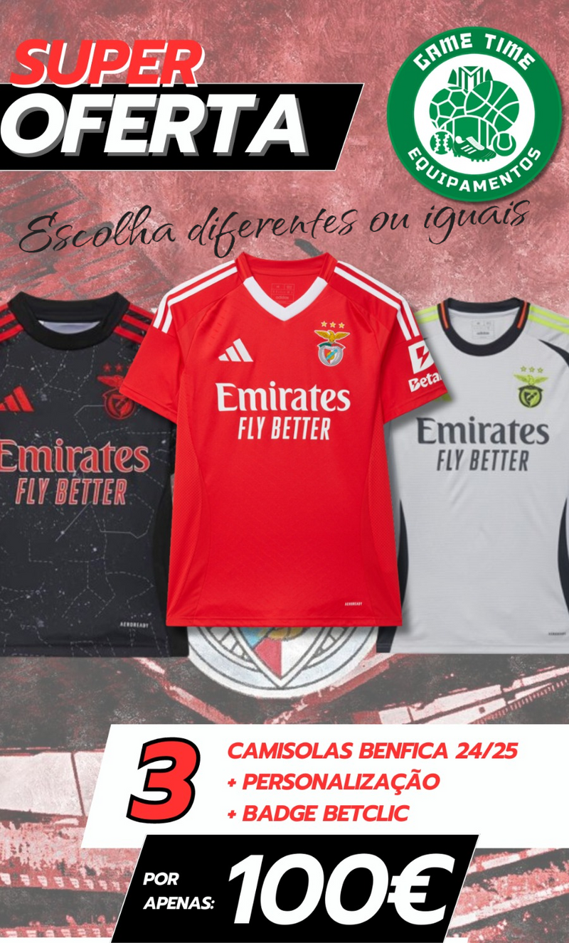 Benfica - Pack 3 Camisolas  24/25 - LER DESCRIÇÃO