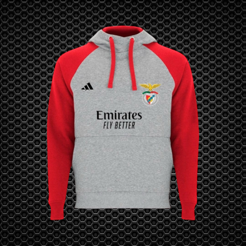 Benfica - Sweat - Shirt com capuz - Vermelha/Cinza