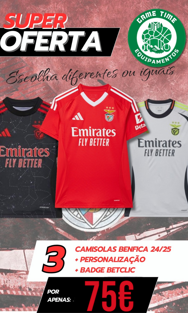 Benfica - Pack 3 Camisolas  24/25 - LER DESCRIÇÃO